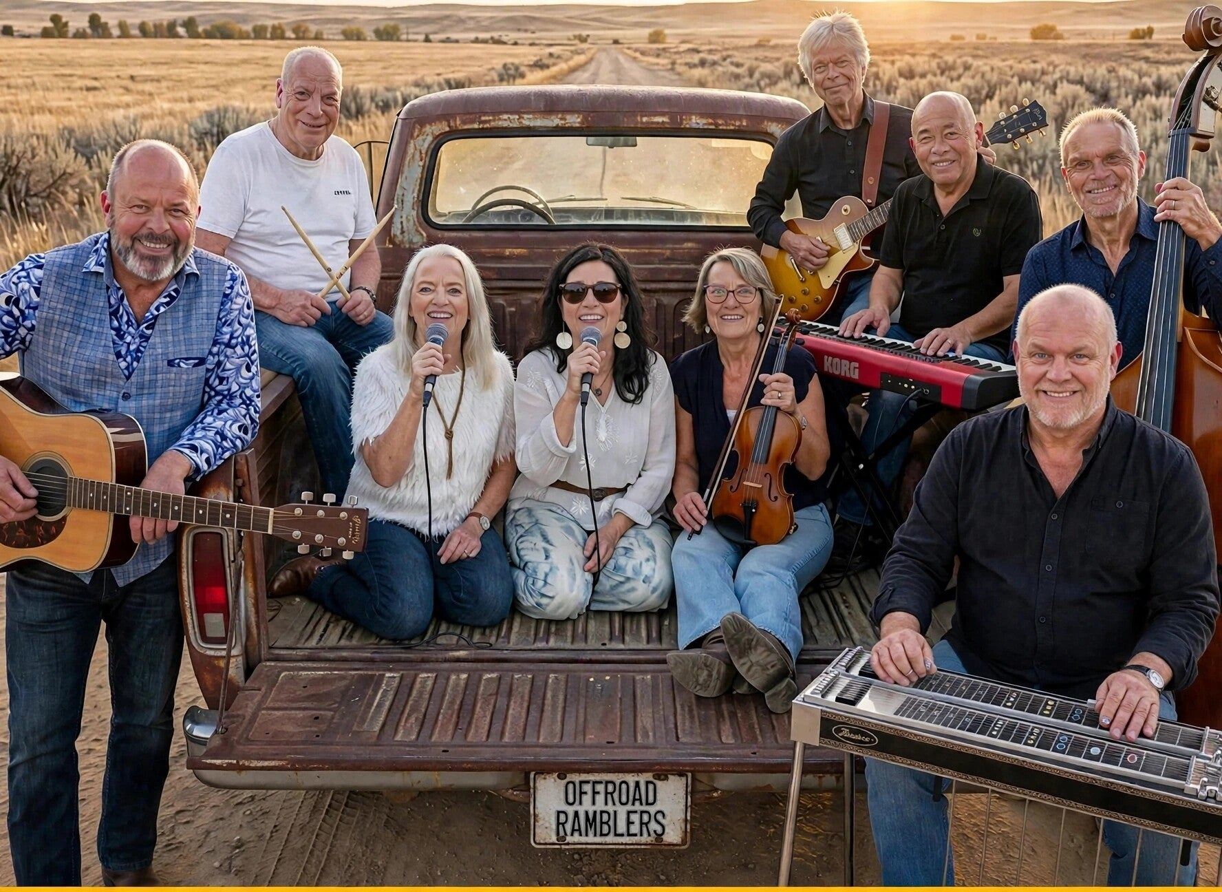 De Offroad Ramblers op een oude pick-up